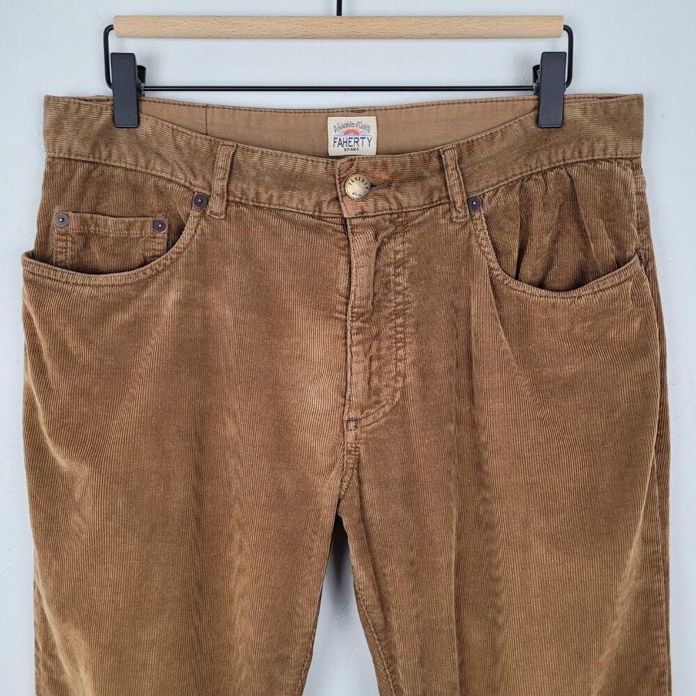 Faherty Size 32x31 Stretch Corduroy 5 pocket Pants In Timber Brown - Picture 4 of 16
